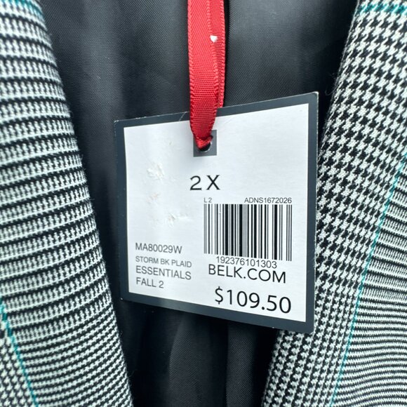 Madison Blazer Womens 2X Black White Glen Plaid Career Academia Open Jacket - Picture 7 of 16